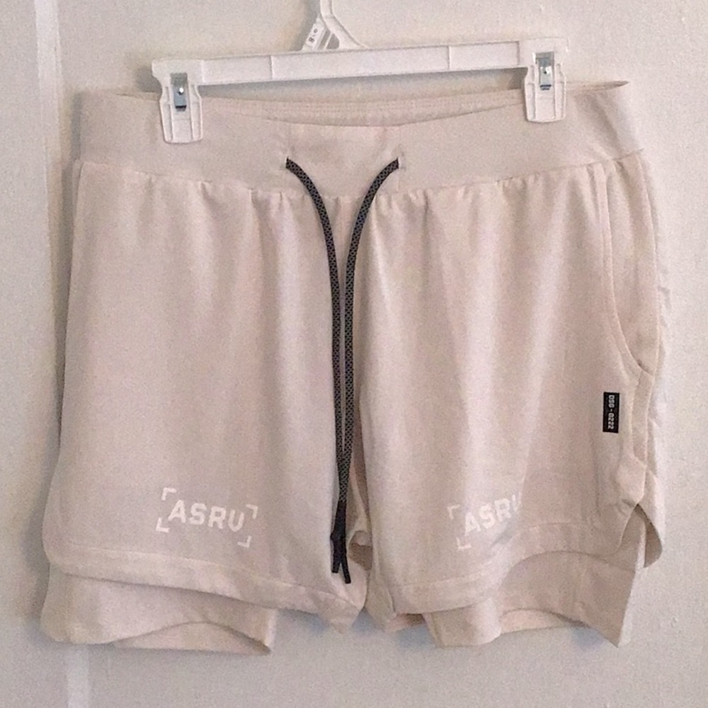 ASRV Athleticwear Odorcrunch shorts, ivory cream.